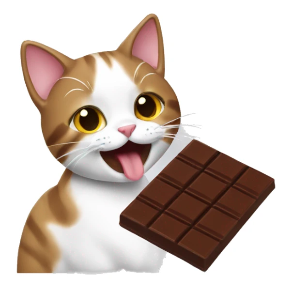cat eating chocolate  sticker