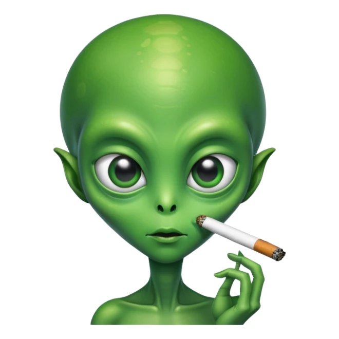 Alien with big eyes smoking joint sticker