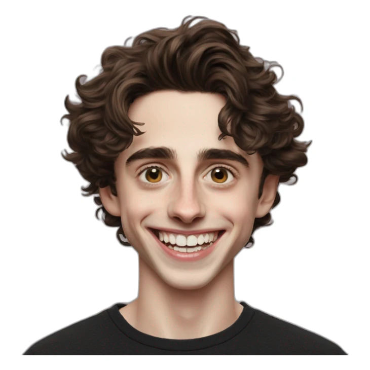 hyper realistic timothee chalamet showing teeth sticker