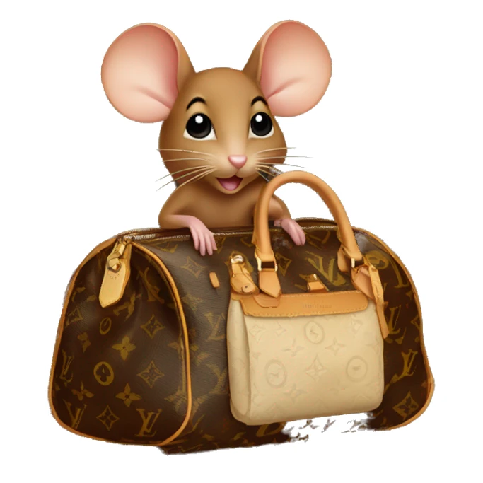brown mouse in Louis Vuitton bag sticker