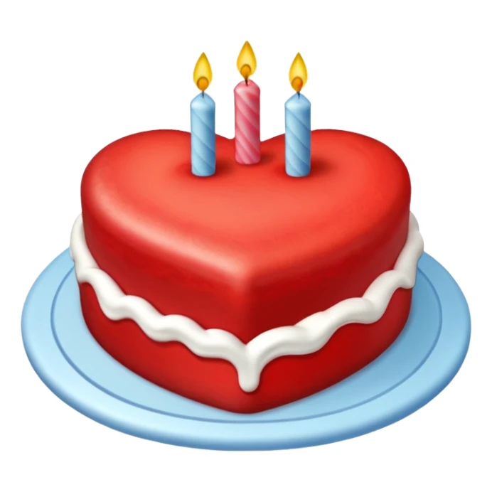 Red heart shaped birthday cake sticker