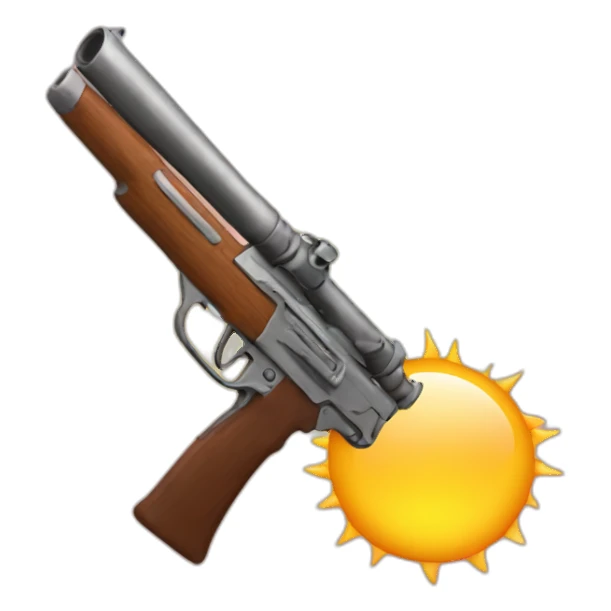 Sun-with-shotgun sticker