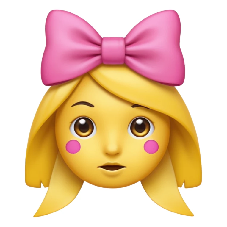 A side eye emoji with a pink bow on top sticker