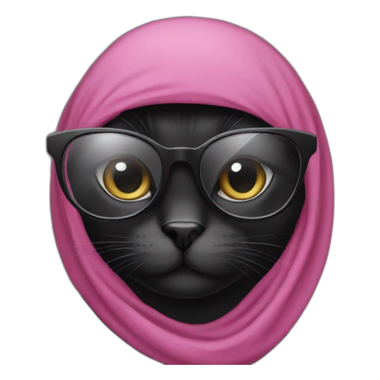 black-cat-with-glasses-wearing-hijab sticker