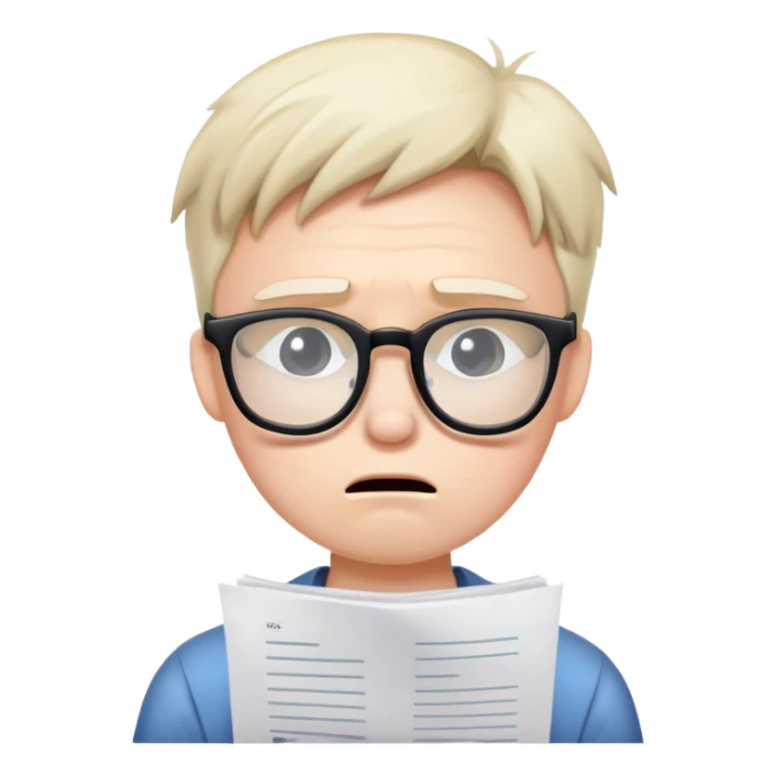 sad student with failed test paper sticker