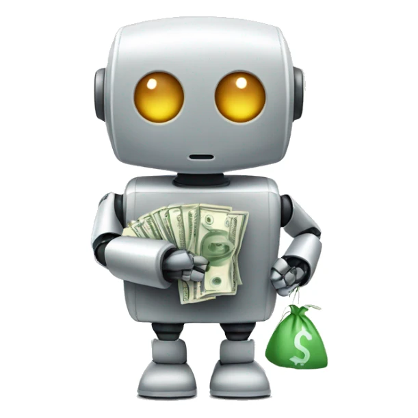 Cute robot with money bags sticker