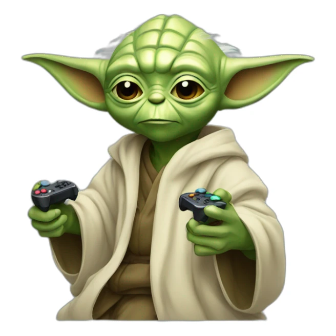 Yoda playing video game sticker