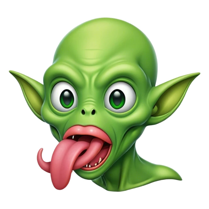 freaky alien with tongue out sticker