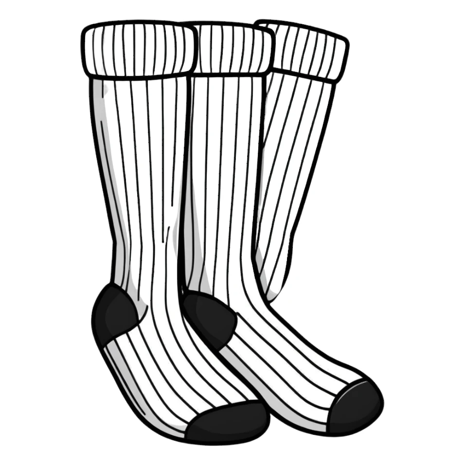 white sock bottom view showing sole texture and pattern sticker