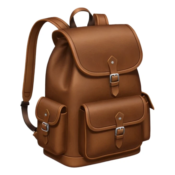 Draw a laether backpack using an front camera with a High-Angle Shot. sticker