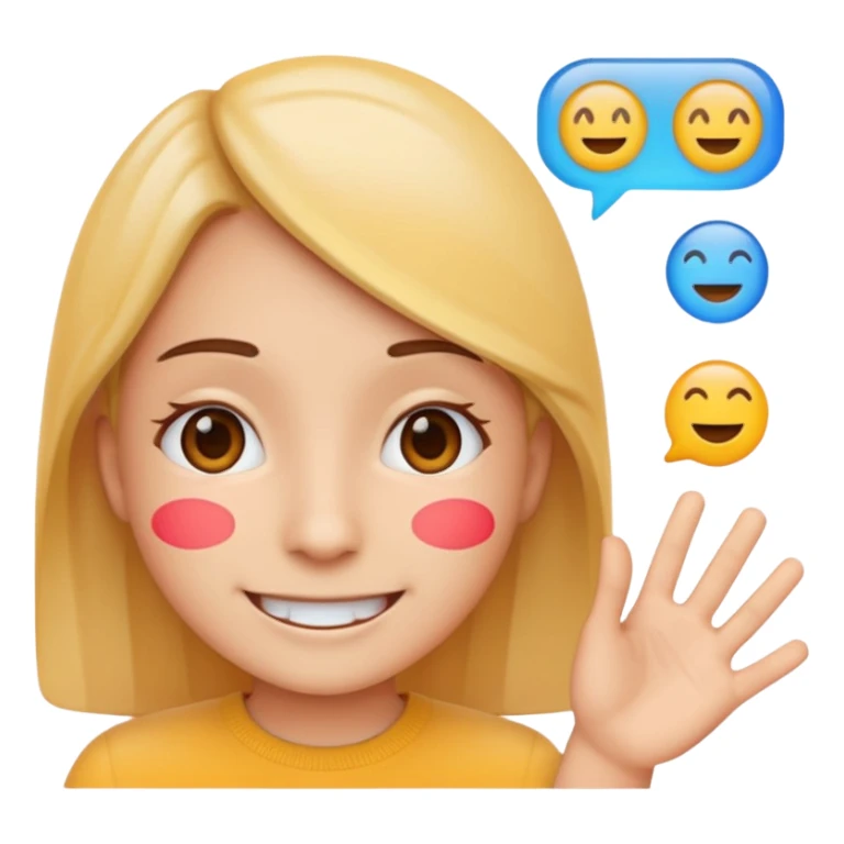 Create a realistic emoji of a device detecting different languages by analytics  sticker