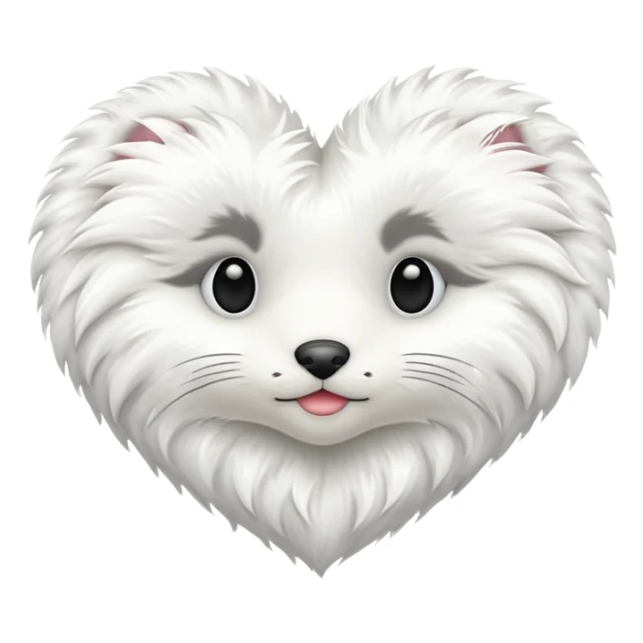 white fur heart, large details sticker