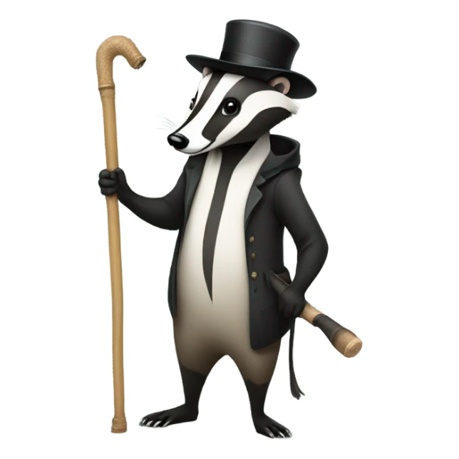 Badger on stilts with hat and cane sticker
