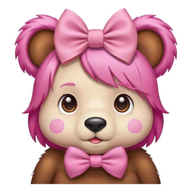 bear with pink hair bow sticker