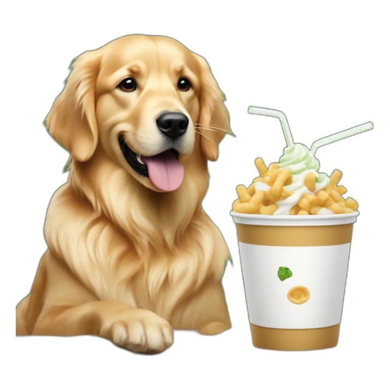 golden retriever eating shake shack sticker