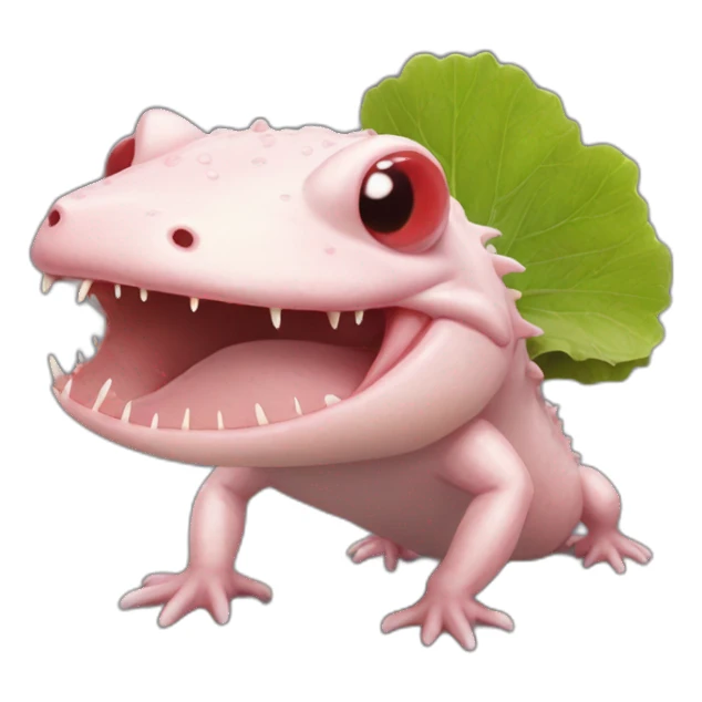 Axolotl eating with a fox méat sticker