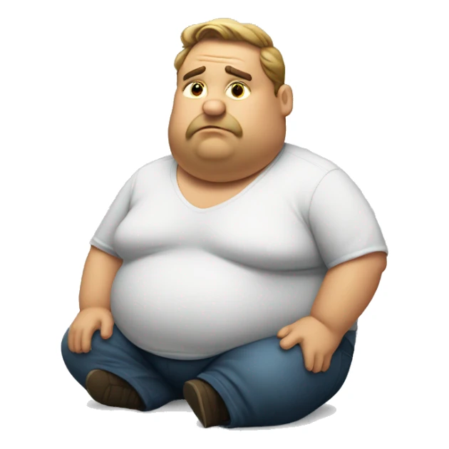 A fat man siting and thinking something  sticker