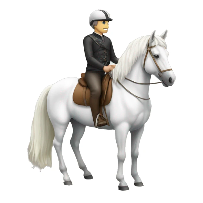 a white horse with a rider sticker