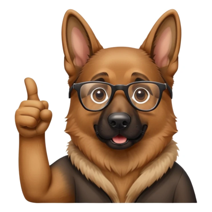 german shepherd in glasses thumbs up sticker