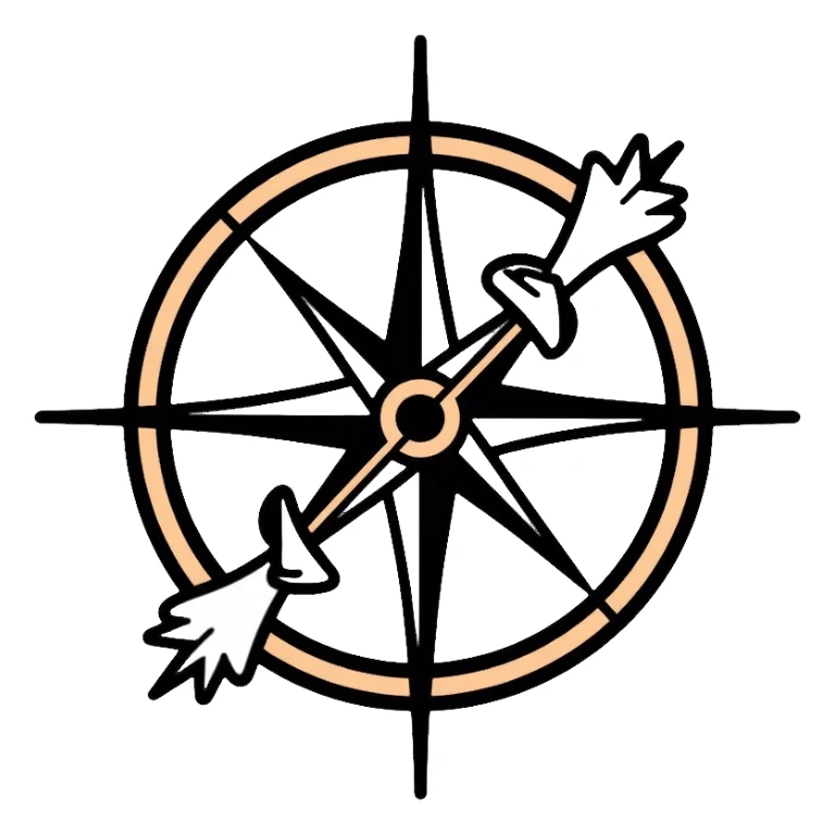 compass with elegant white ribbon wrapped around it sticker