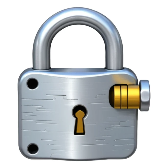 Digital glitch art style emoji, corrupted padlock sticker