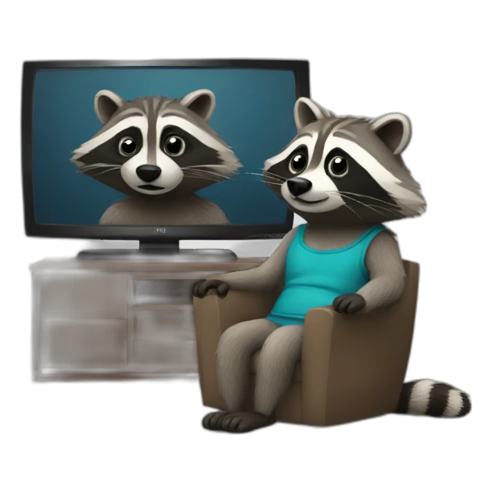 Raccoon watching Tv sticker