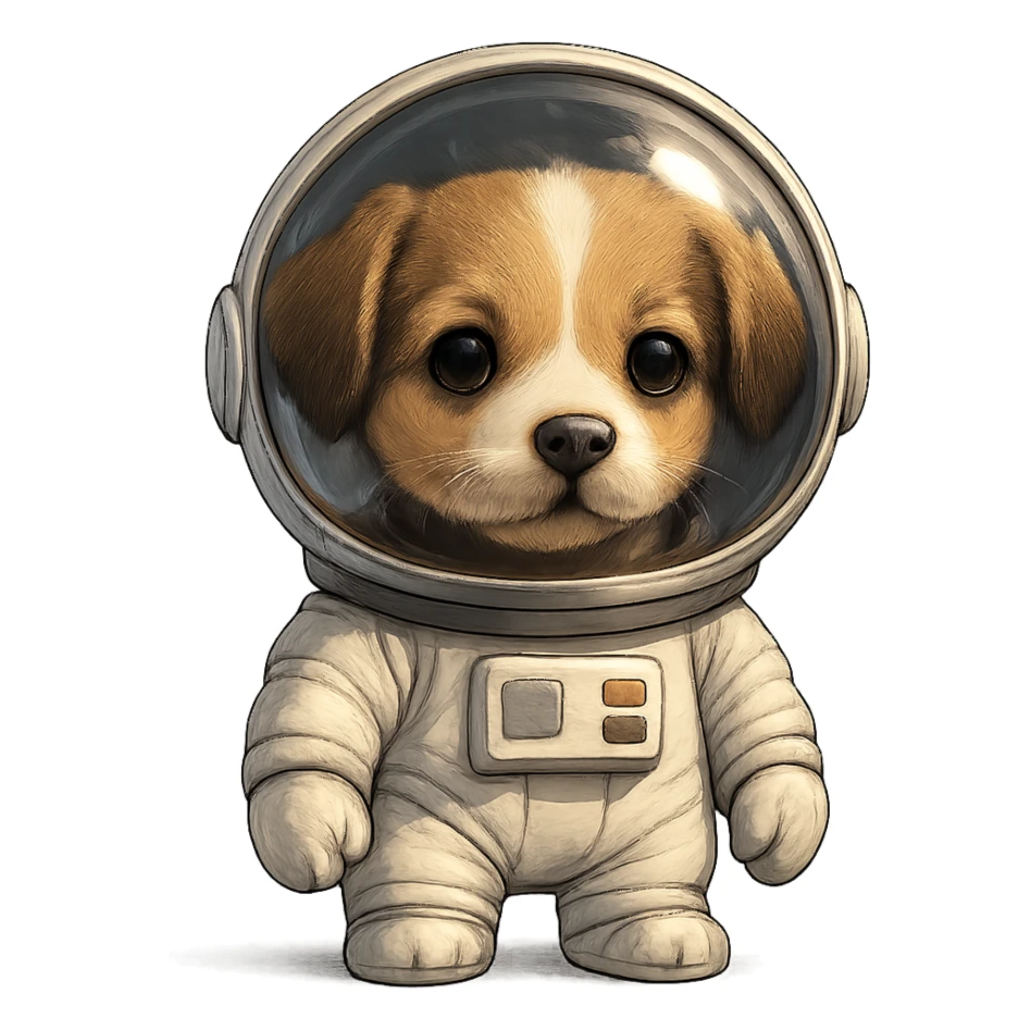 puppy astronaut with shiny helmet sticker