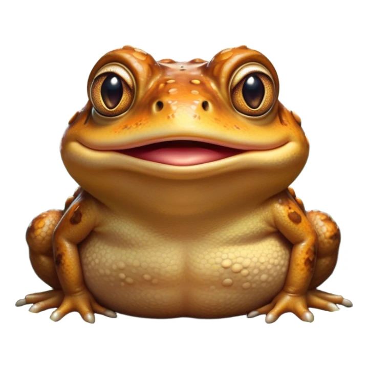 Cinematic Comical Toad Portrait Emoji, Head tilted dramatically with an exaggeratedly amused expression, featuring a robust, bumpy body with wide, comically expressive eyes full of playful disbelief and a quirky, textured face, Simplified yet hilariously expressive features, highly detailed, glowing with a slightly sassy woodland glow, high shine, dramatic yet playful, stylized with an air of quirky amphibian mischief, soft glowing outline, capturing the essence of a meme-worthy toad that looks ready to side-eye its way into viral fame! sticker