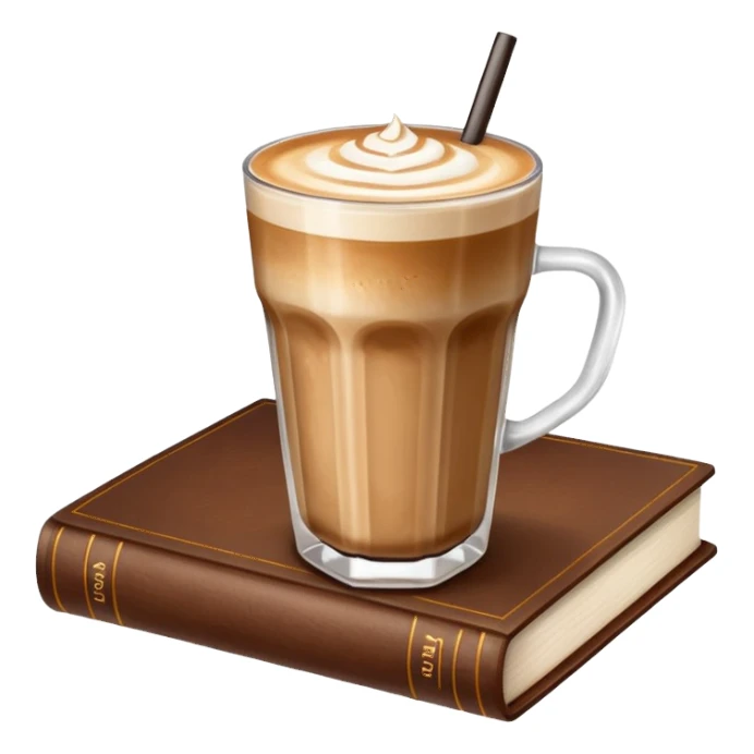 Ice latte and beautiful brown book sticker