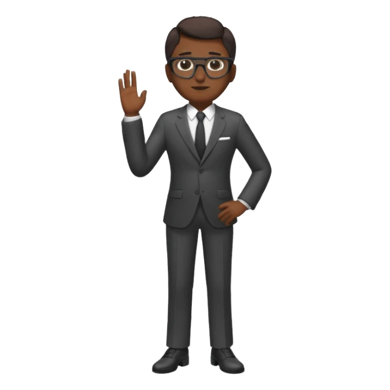 A dark-skinned man in a suit with glasses, full-length sticker