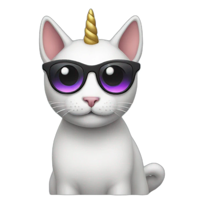 cat unicorn with dark glasses sticker