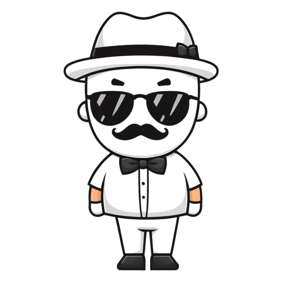 hat, sunglasses, moustache, and bowtie sticker