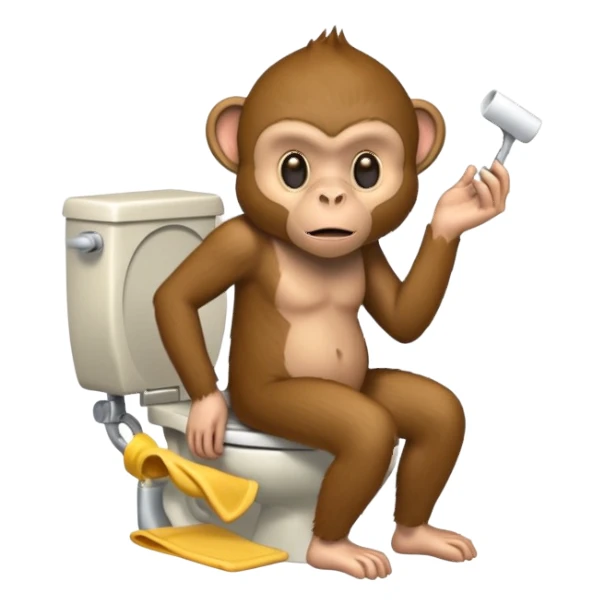Monkey pooping on the toilet sticker