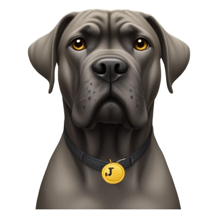  A Cane Corso with a monogrammed J. J. C. on his chest. sticker