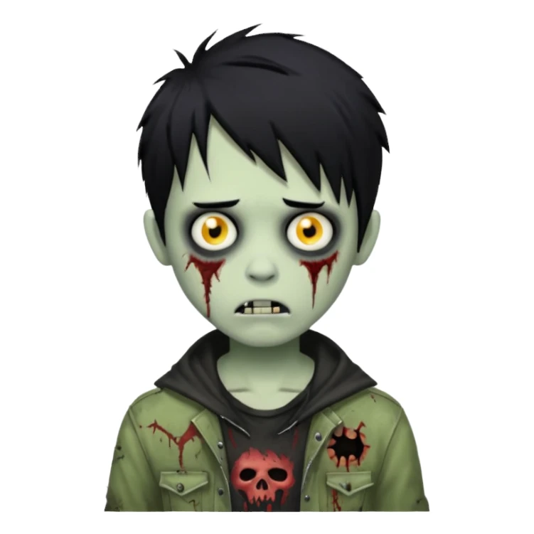 boy zombie with black hair emo sticker