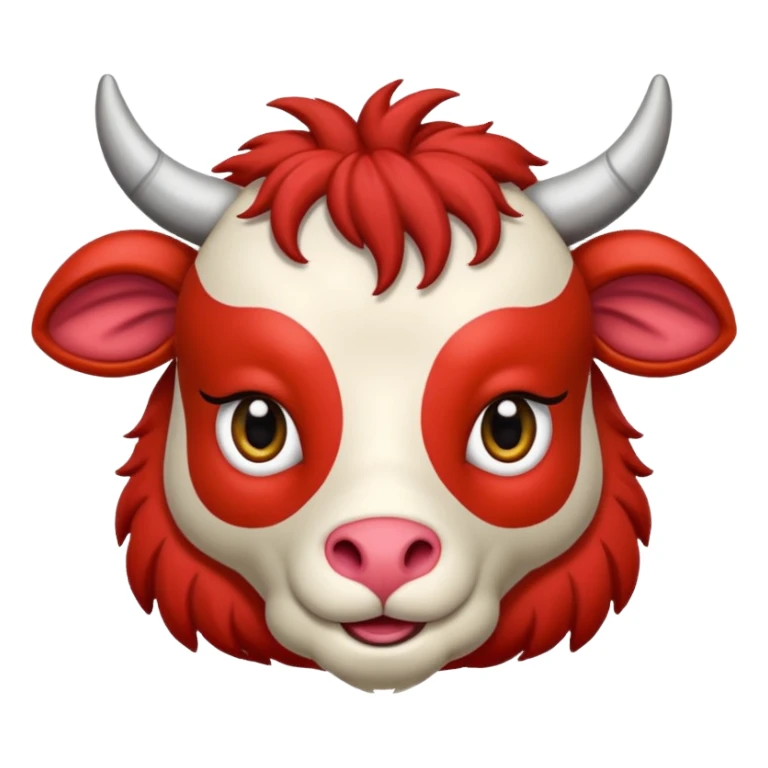 Cara de cabra roja y cuernos amarillos sticker