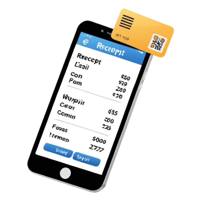 Digital receipt with payment icon sticker