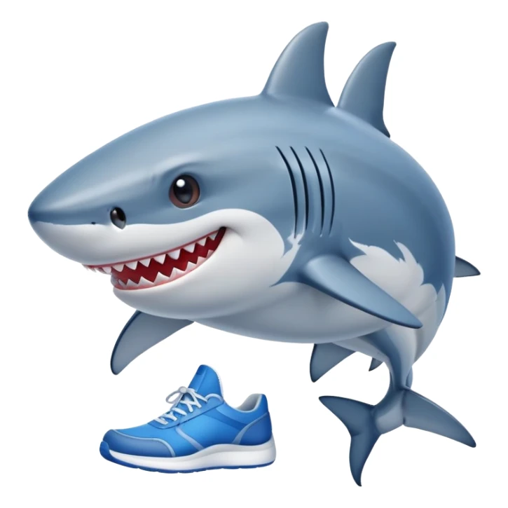 Smiling shark with blue kicks sticker