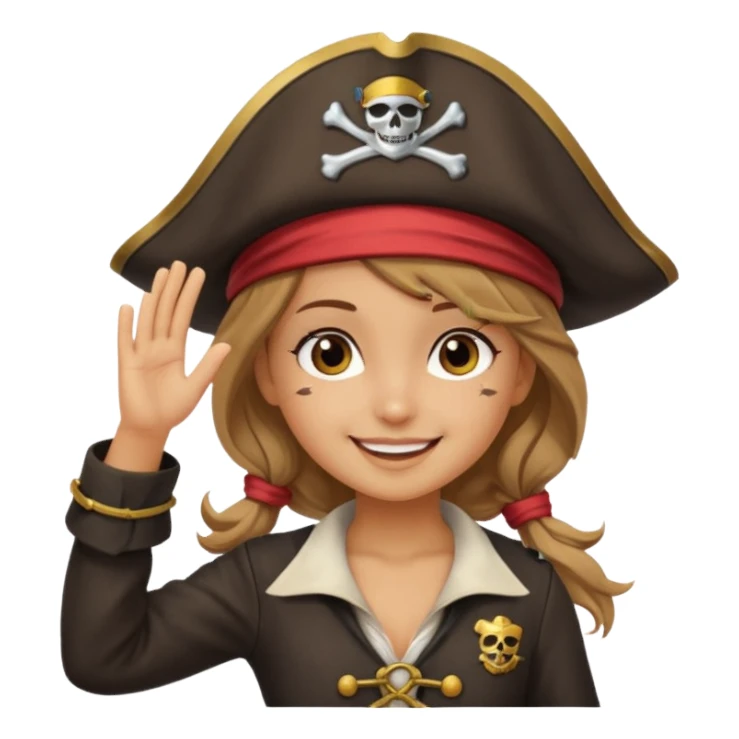 cute pirate girl saluting sticker