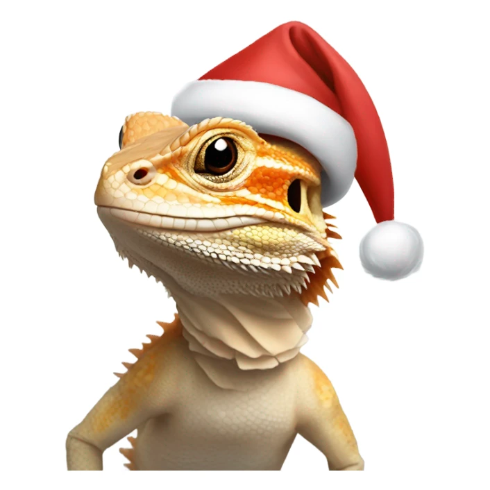 A bearded dragon with a Santa hat sticker