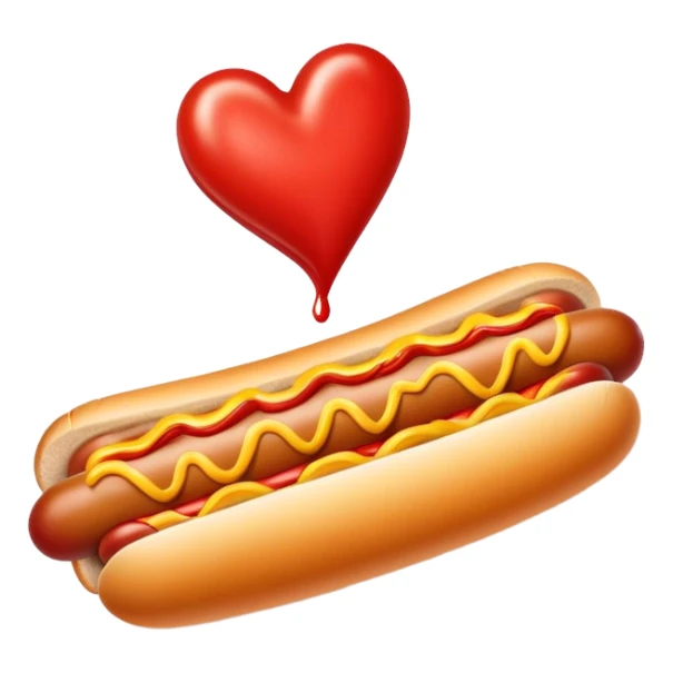 hot dog shaped heart sticker