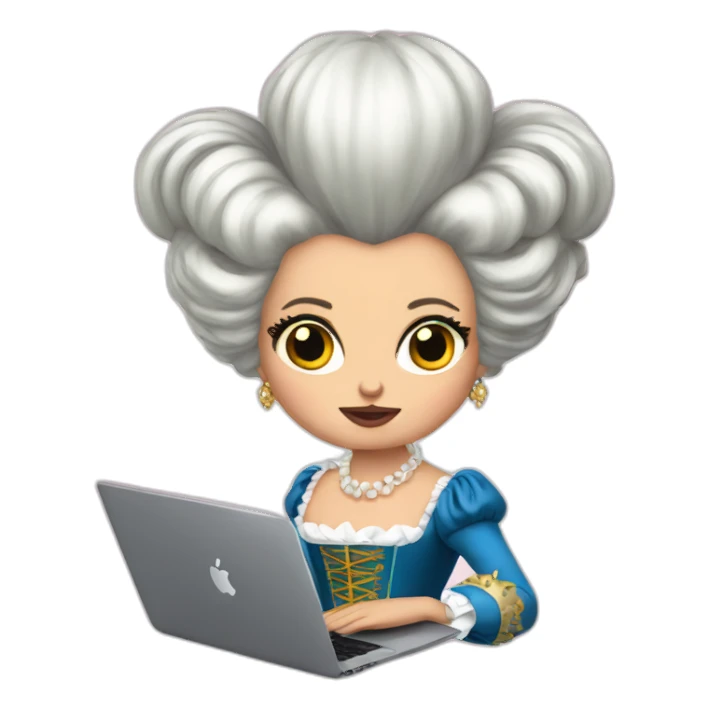 marie antoinette with a macbook looking furious sticker