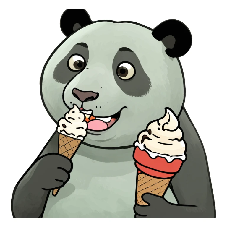 Panda eating ice cream sticker