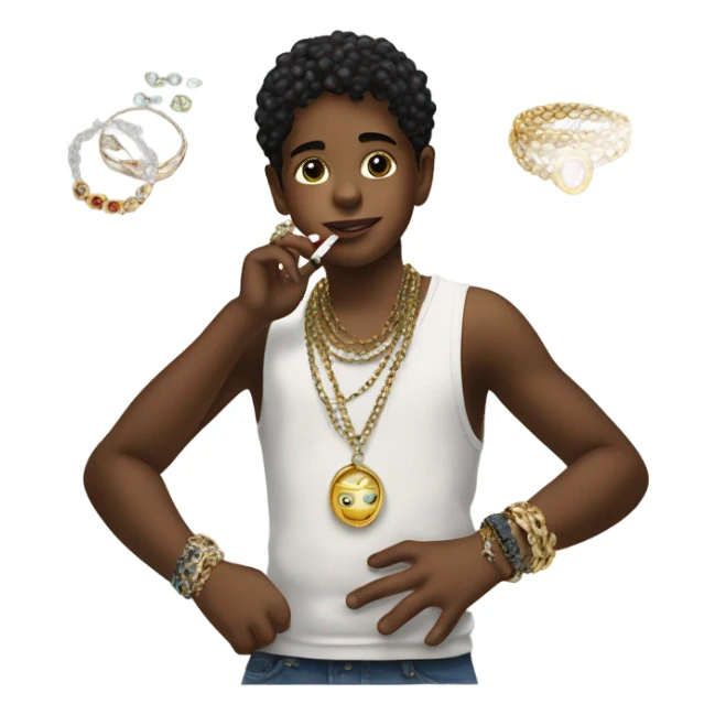 smoking boy with jewelry sticker