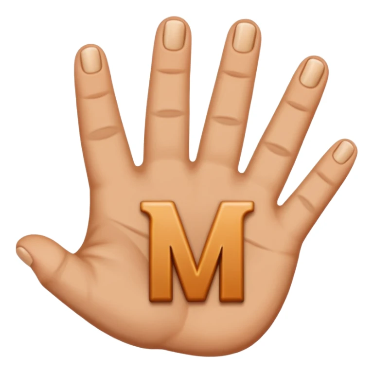 Create downwards facing hand gesture fingers shaped in letter M sticker