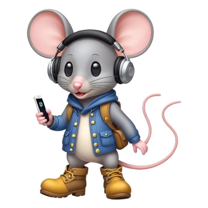 Mouse with boots and headphones sticker