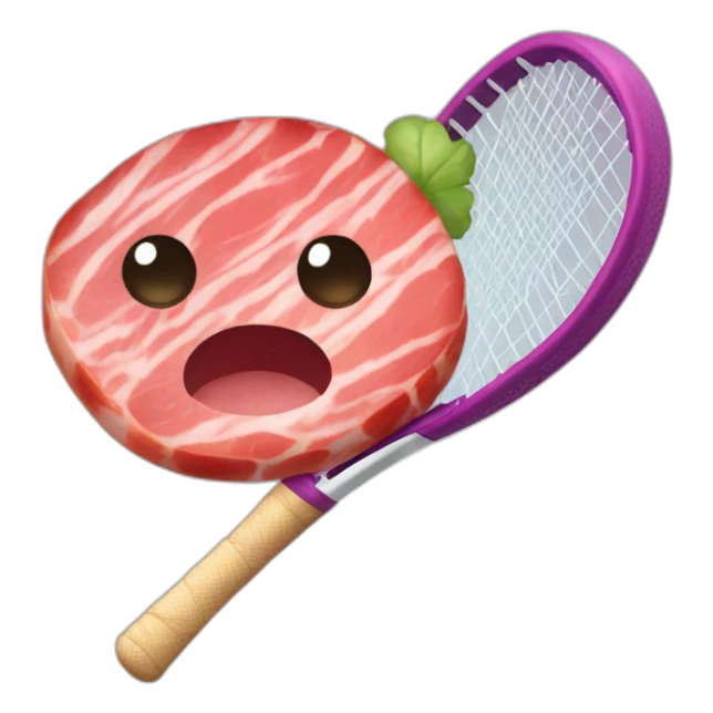 Kawaii jamon with tennis racket sticker