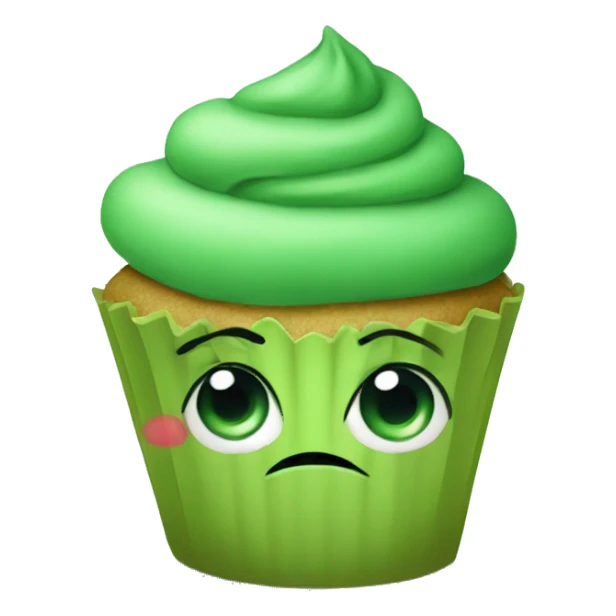 Sad green cupcake sticker