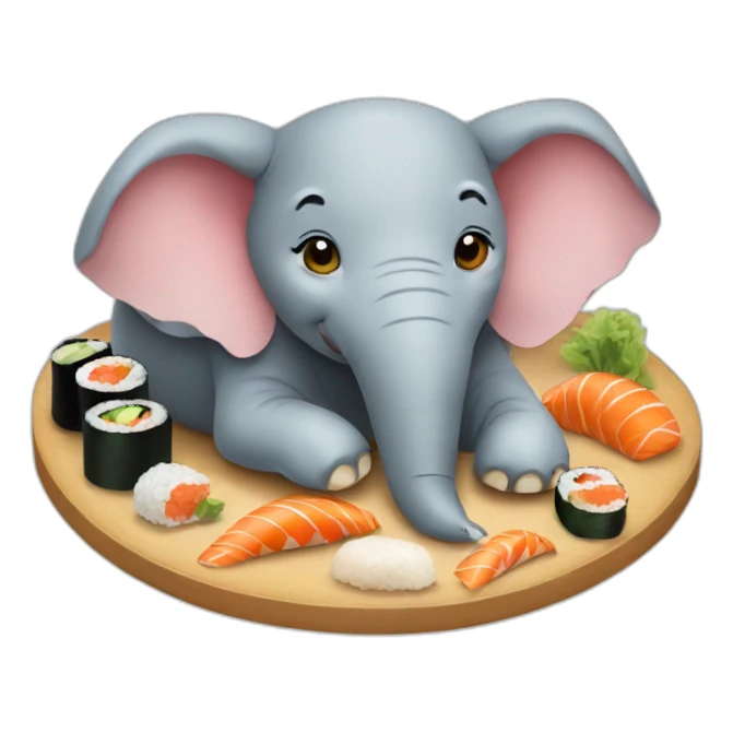 Elephant eating sushi sticker