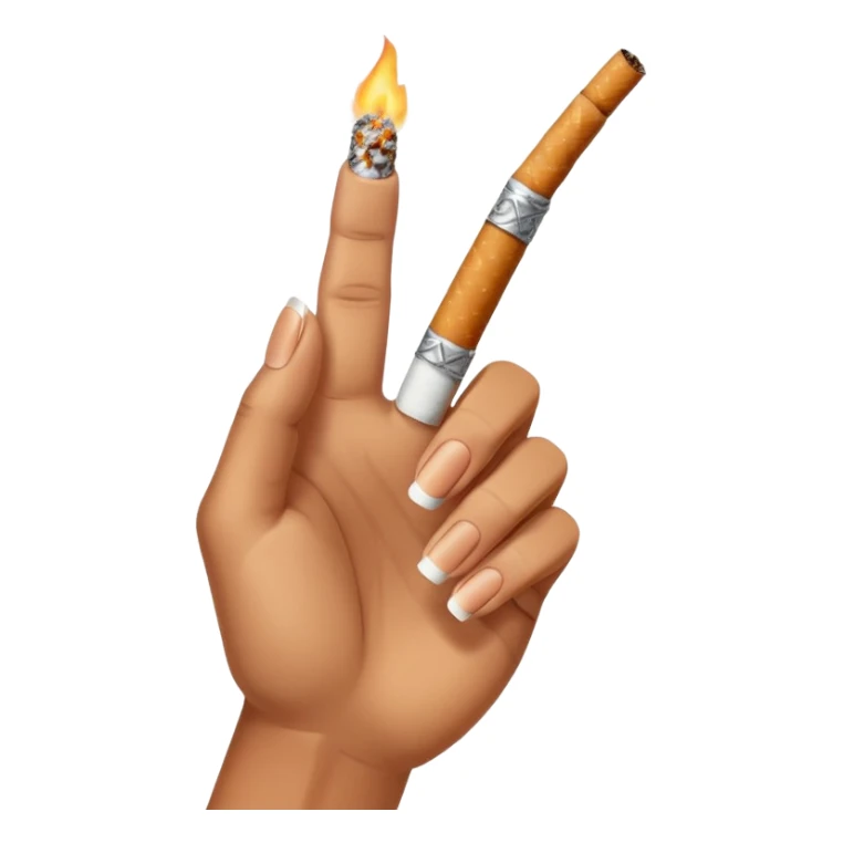 A hand holding a cigarette  sticker